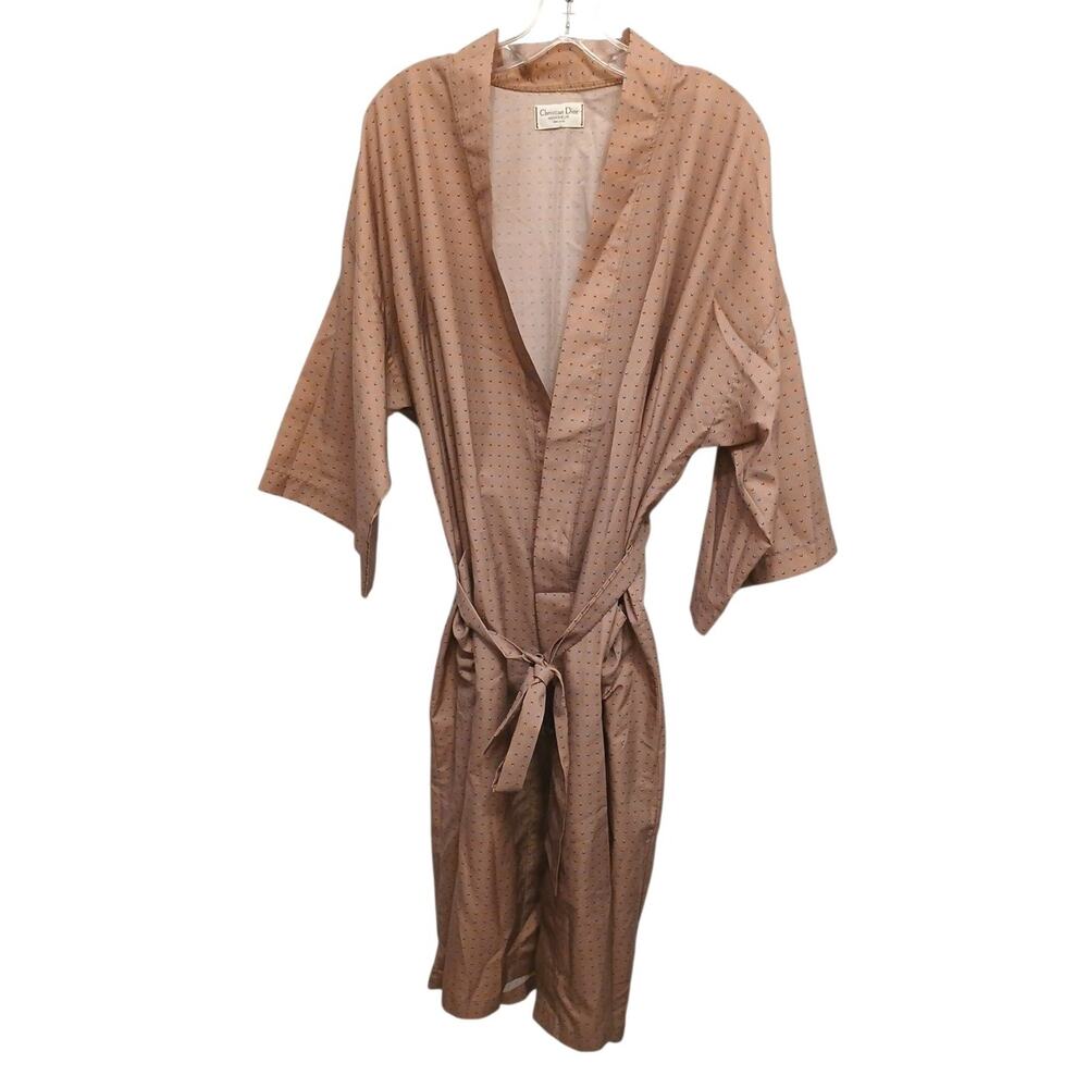 Christian Dior Monsieur Men’s‎ Tan Beige Polkadot Silky Robe One Size Authentic